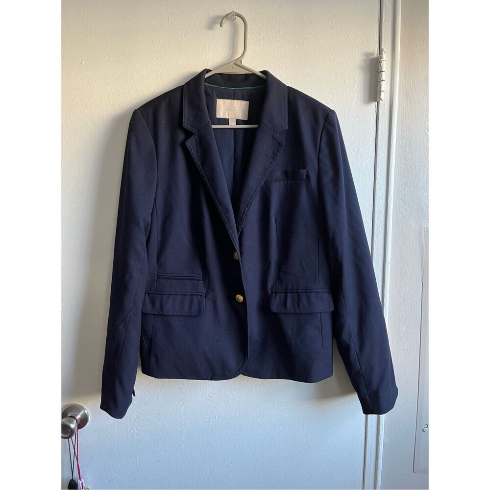 Banana Republic Womens 12 Navy Blazer with Gold Buttons Pockets NEW